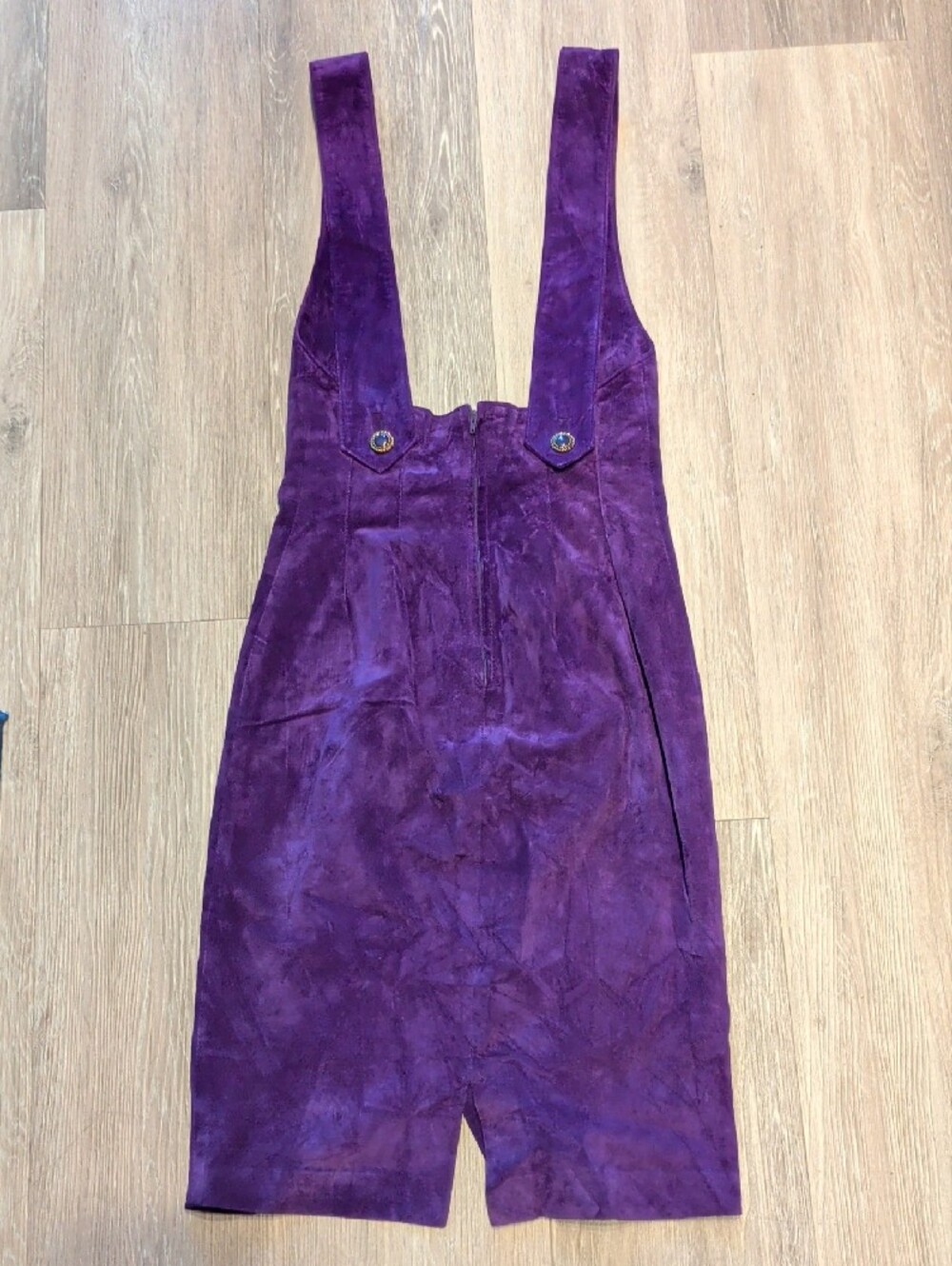 VTG 80s The Leather Ranch Purple Suede Pinafore Overall Dress Small Whimsigoth - Picture 5 of 5